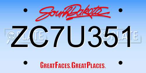 ZC7U351 South Dakota License Plate