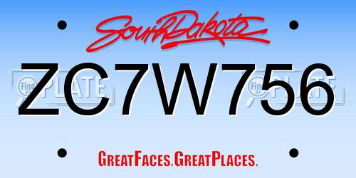 ZC7W756 South Dakota License Plate