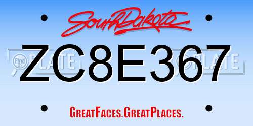 ZC8E367 South Dakota License Plate