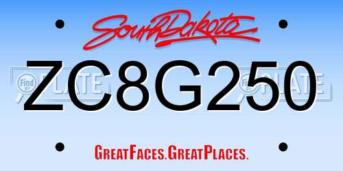 ZC8G250 South Dakota License Plate