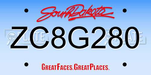 ZC8G280 South Dakota License Plate