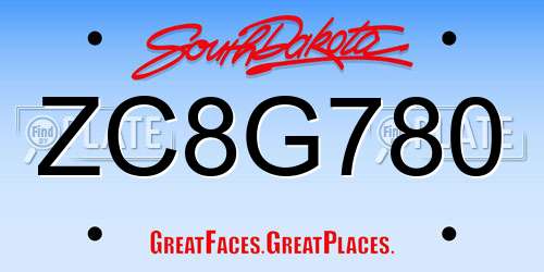 ZC8G780 South Dakota License Plate