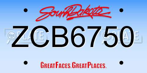 ZCB6750 South Dakota License Plate