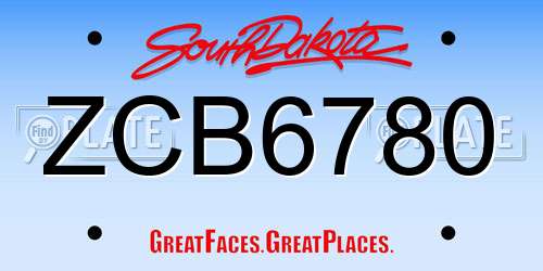 ZCB6780 South Dakota License Plate
