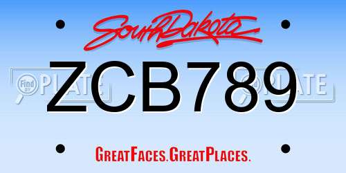 ZCB789 South Dakota License Plate
