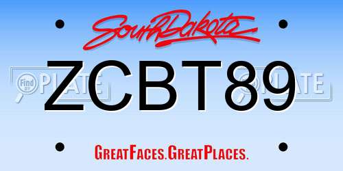 ZCBT89 South Dakota License Plate