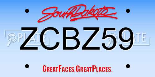 ZCBZ59 South Dakota License Plate