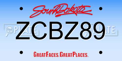 ZCBZ89 South Dakota License Plate
