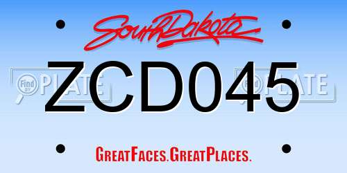 ZCD045 South Dakota License Plate