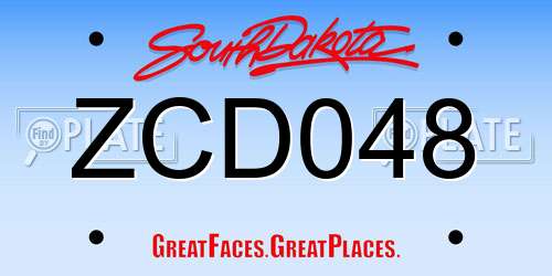 ZCD048 South Dakota License Plate