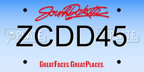 ZCDD45 South Dakota License Plate