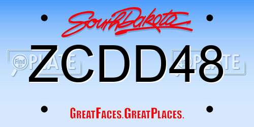 ZCDD48 South Dakota License Plate