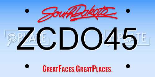 ZCDO45 South Dakota License Plate