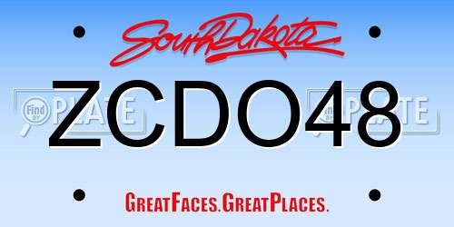 ZCDO48 South Dakota License Plate