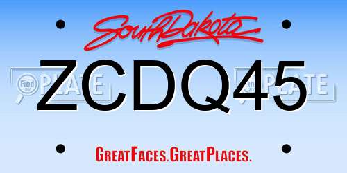 ZCDQ45 South Dakota License Plate