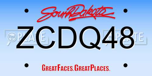 ZCDQ48 South Dakota License Plate