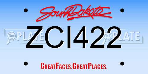 ZCI422 South Dakota License Plate