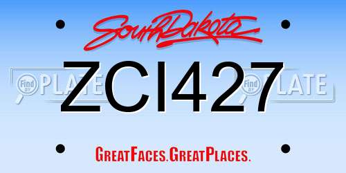 ZCI427 South Dakota License Plate