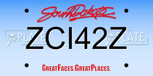 ZCI42Z South Dakota License Plate
