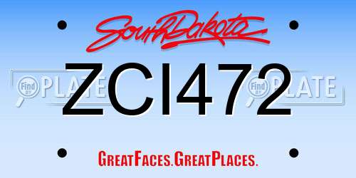 ZCI472 South Dakota License Plate