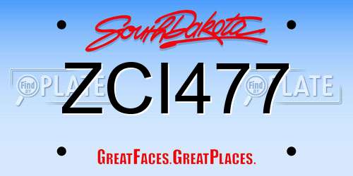 ZCI477 South Dakota License Plate