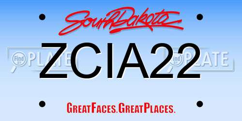 ZCIA22 South Dakota License Plate