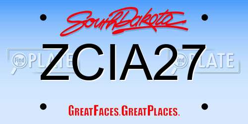 ZCIA27 South Dakota License Plate