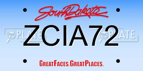 ZCIA72 South Dakota License Plate
