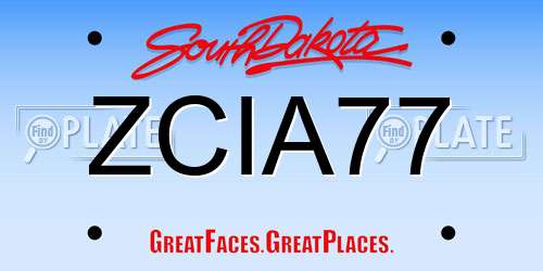 ZCIA77 South Dakota License Plate