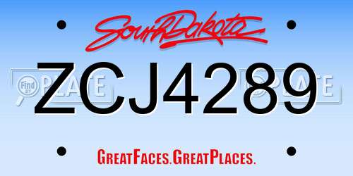 ZCJ4289 South Dakota License Plate