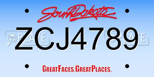 ZCJ4789 South Dakota License Plate