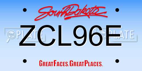 ZCL96E South Dakota License Plate