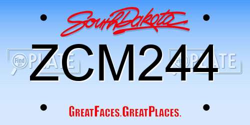 ZCM244 South Dakota License Plate