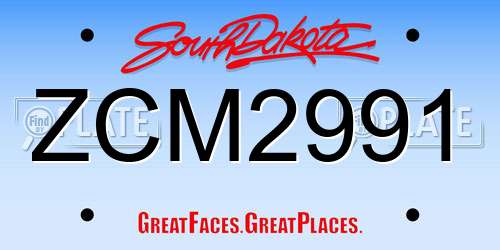 ZCM2991 South Dakota License Plate