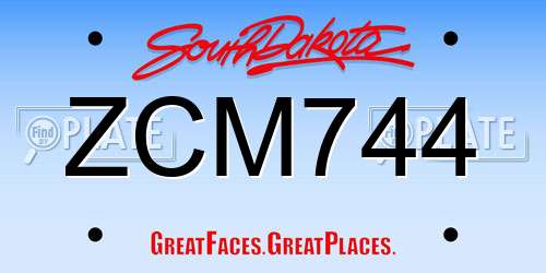 ZCM744 South Dakota License Plate
