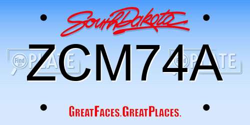 ZCM74A South Dakota License Plate