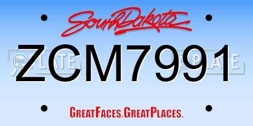 ZCM7991 South Dakota License Plate