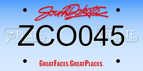 ZCO045 South Dakota License Plate