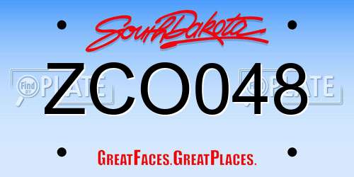 ZCO048 South Dakota License Plate
