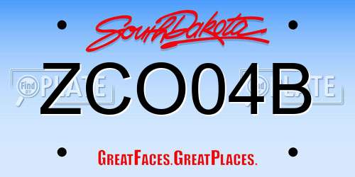 ZCO04B South Dakota License Plate
