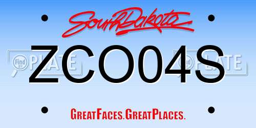 ZCO04S South Dakota License Plate