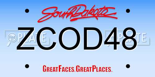 ZCOD48 South Dakota License Plate