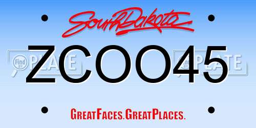 ZCOO45 South Dakota License Plate