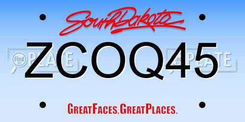 ZCOQ45 South Dakota License Plate