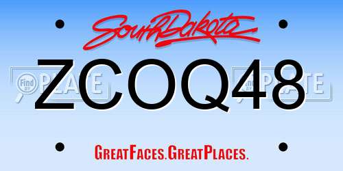 ZCOQ48 South Dakota License Plate