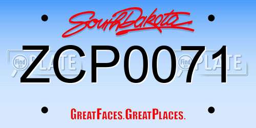 ZCP0071 South Dakota License Plate