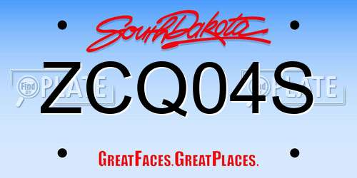 ZCQ04S South Dakota License Plate
