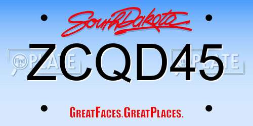ZCQD45 South Dakota License Plate