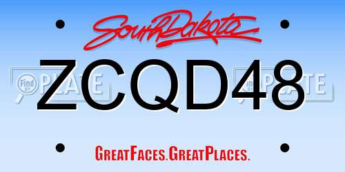 ZCQD48 South Dakota License Plate