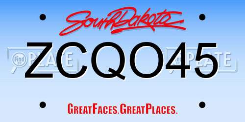 ZCQO45 South Dakota License Plate